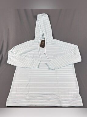 Swannies Golf Hoodie Dalton Striped XXL Blue Haze Cotton Polyester NWT MSRP $119
